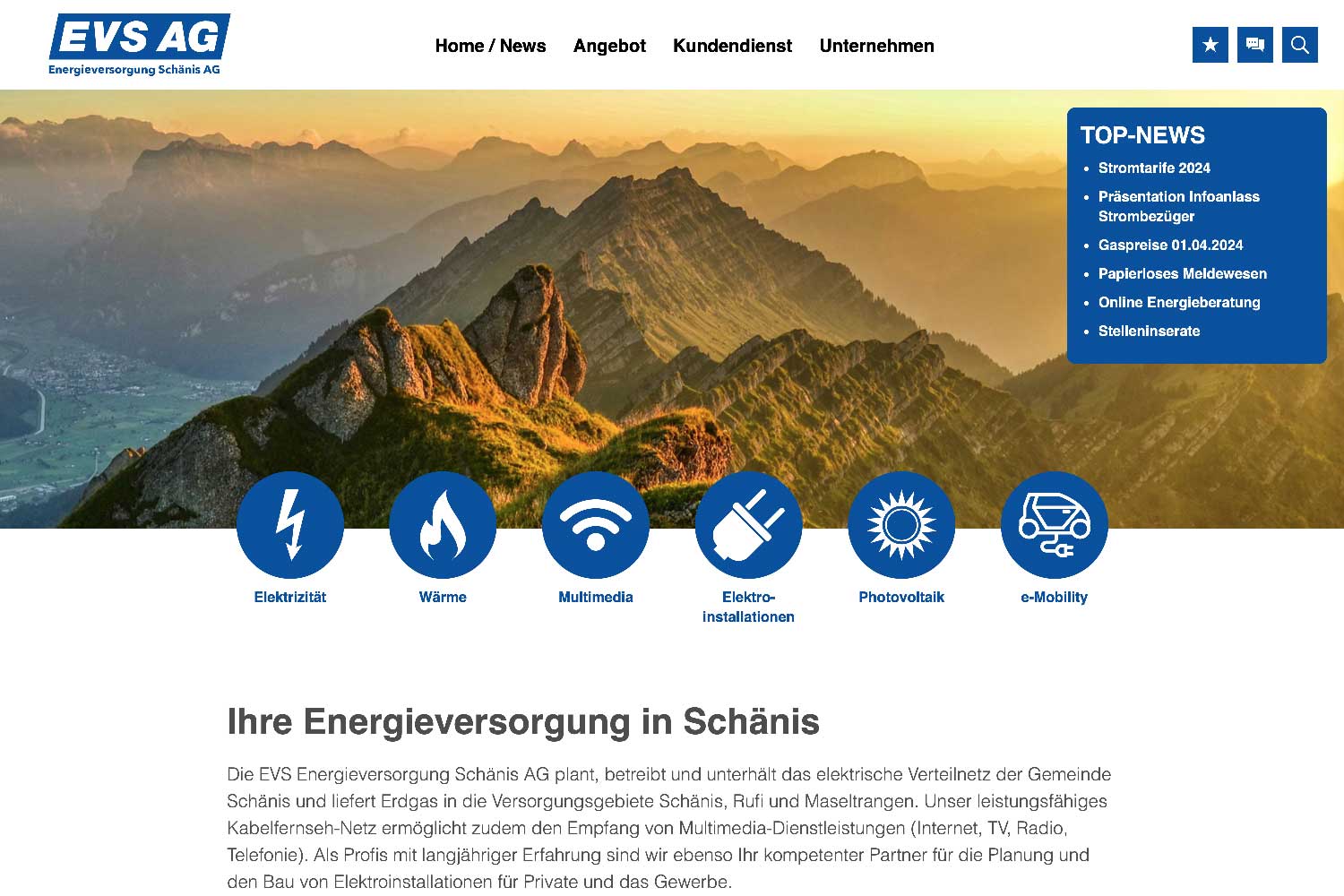 Website EV Schänis AG