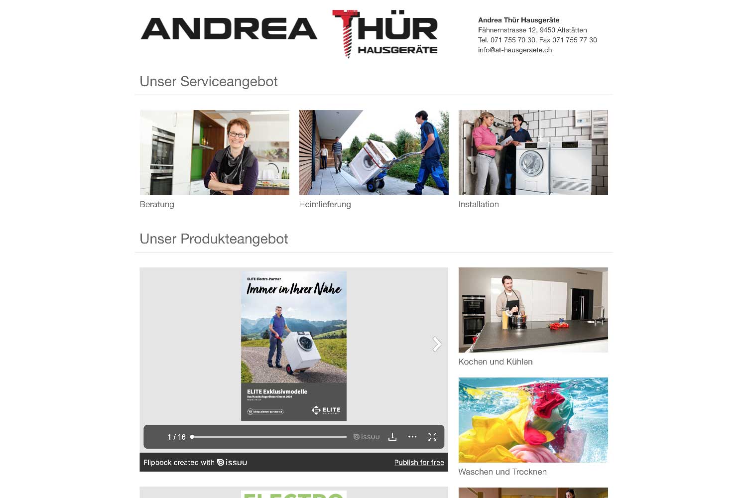 Website Andrea Thür Hausgeräte